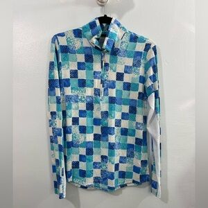 Blue and White Checkered Long Sleeve Shirt